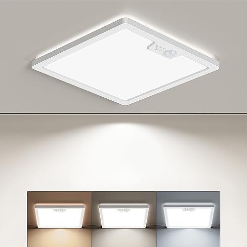 BLNAN LED Plafoniera con Sensore di Movimento, 18W Lampada da Soffitto Sensore di Movimento per Interni, Caldo Bianco Neutro Bianco Freddo per Cucina, Corridoio, Balcone, Camera da Letto 22cm