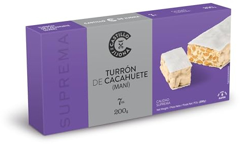 Nougat aux cacahuètes de mani | Nougat aux arachides | 1 nougat d'arachide souple (7 onces) + 1 barre d'arachide croustillante (7 onces) | Importé d'Espagne