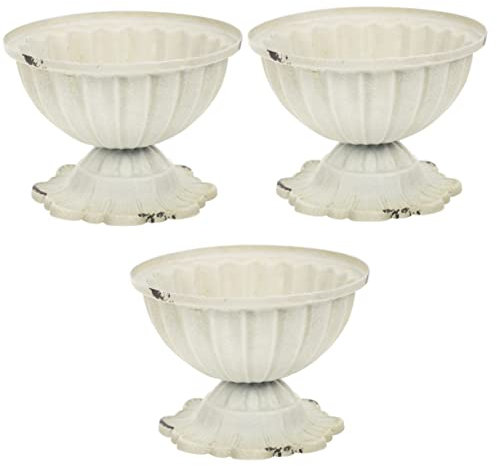 YARNOW 3stücke Retro Eisen Blumentopf Weißes Antikes Design Stabil Für Tischdeko Für Blumenarrangements Für Zuhause Büro Und Garten
