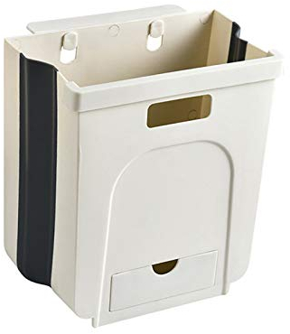 Cubo de basura Cocina creativa Cubo de basura montado en la pared Cubo de basura plegable para el hogar para puerta de gabinete Cubo de basura pequeño debajo del fregadero (Beige)