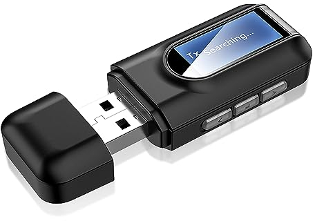 Adattatore Bluetooth Audio USB 5.0: Nizirioo 2 in 1 Wireless Chiavetta Bluetooth con Cavo da 3,5 mm, Portatile Bluetooth Trasmettitore per Auto TV PC Impianto Stereo, Plug And Play