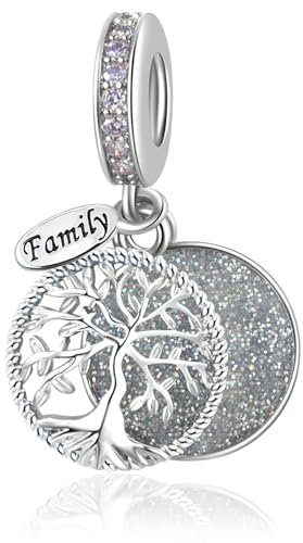 LSxAB Breloque arbre de vie étincelante compatible avec les bracelets Pandora, Cuivre, Pas de gemme