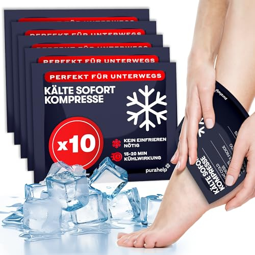 PURAHELP® Einweg Sofort Kühlpads [10 STÜCK] - 12×15 cm - Direkt Kühlpack zum Knicken - Instant Cold Packs für Schwellungen & Verletzungen - Einweg Kältekompressen für Sport & Notfall - Coolpack