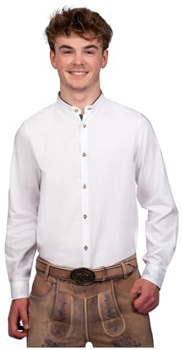 Edelnice Trachtenmode Trachten Herren Hemd Simon mit roten oder grünen Details Gr. S-5XL (DE/NL/SE/PL, Alphanumerisch, M, Regular, Regular, grün)