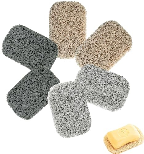 GVSS Lot de 6 tampons de savon antidérapants, porte-savon durable avec drainage automatique, porte-savon pratique pour douche et salle de bain, économiseur de savon en PVC