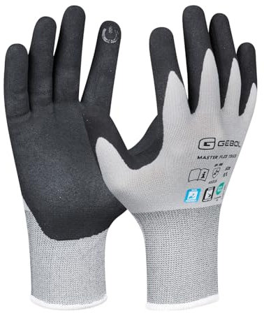 Gebol - Master Flex Touch, guanti da montaggio con rivestimento in nitrile, tattile, presa sicura e flessibile, resistenti a oli e grassi, contenuto: 1 paio di guanti taglia M (taglia 8), colore: