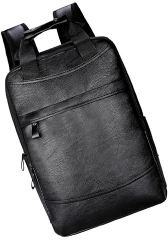 jojofuny Rucksack Große Kapazität Laptop Tasche Computer Rucksack Reise Schulranzen Aus Pu Leder Für Herren Schwarz Freizeitrucksack Satchel Schulranzen