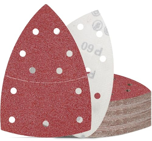 KONGMING 50 Piezas Lijas para Lijadora Grano 60 Hojas de Lija 11 Agujeros para Lijadora de Detalle Mouse