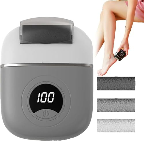 Electric Foot File, Professional Electric Foot Callus Remover, USB Rechargeable Waterproof Hard Skin Remover Foot with 3 Rollers 2 Speed, Portable Pedicure Tool for feet Cracked Heels (Grey)