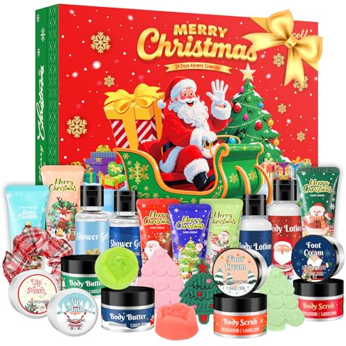 Weixinbuy Adventskalender 2025 Schönheit, Geschenkset Frau Weihnachten Badeset Frau, Adventskalender Pflege 24 Tage Schönheitsüberraschungen für Sie, Weihnachtsgeschenke für Frauen