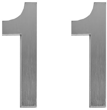 Lot de 2 numéros de boîte aux lettres de 75 mm de long, numéro 1, numéros de maison adhésifs en acier inoxydable pour plaques de porte, adresse, boîte aux lettres, appartement, hôtel, cour
