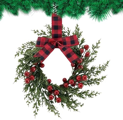 Weihnachtskranz für den Außenbereich – 25 cm künstliche Weihnachtsdekoration | Festlicher Kranz, Landhausstil, für Innen Kirche Büro Wohnung Haustür Wand Fenster Mantel