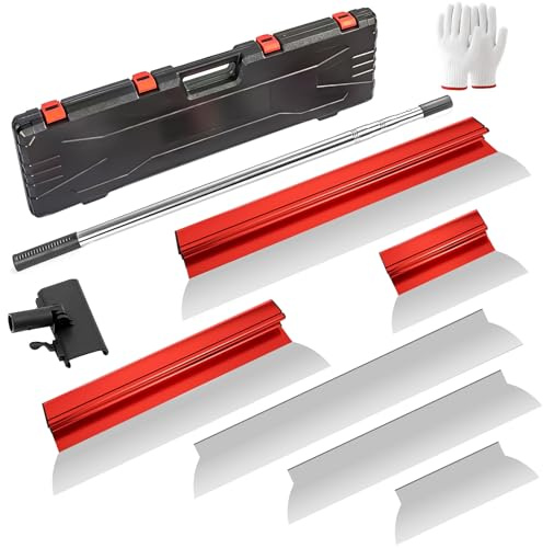 Drywall Skimming Blade Set with Extension Handle, 30CM/50CM/80CM Stainless Steel Skimming Spatula Plastering Tools with 3 Replacement Blades, Professional Smoothing Spatula for WallBoard/Plasterboard