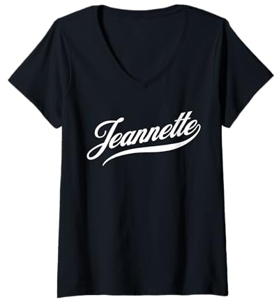 Femme Femme Filles Idée Cadeau drôle Humour prénom pour Jeannette T-Shirt avec Col en V