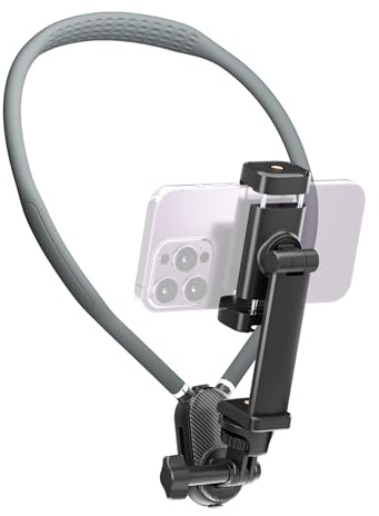 Neck Phone Holder for GoPro/Video Recording, Wearable Hands Free POV/Vlog Selfie Mount with Chest Strap, 360° Adjustable Around Cell Phone Stand Compatible with iPhone 16 15 14 13 12 Galaxy Android