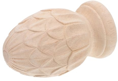 MALUGOGO Remate Decorativo Piña de Madera Estilo Europeo para Barandillas, Fácil de Instalar, Acabado en Color Caqui Adecuado para Decoración del Hogar