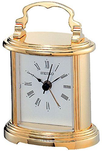 Seiko Tischuhr gold Metall QHE109G