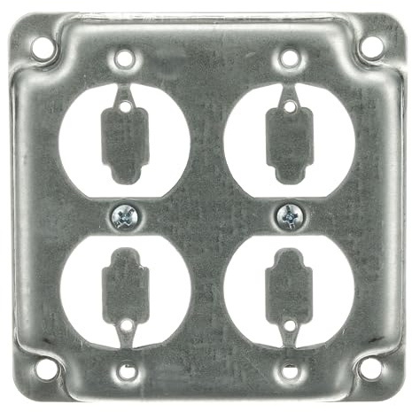 Steel City RS8 4 Square Box Surface Cover, 4 Cubic Inches, 1/2 Deep, Galvanized Steel, For Use With Two Duplex Flush Receptacles