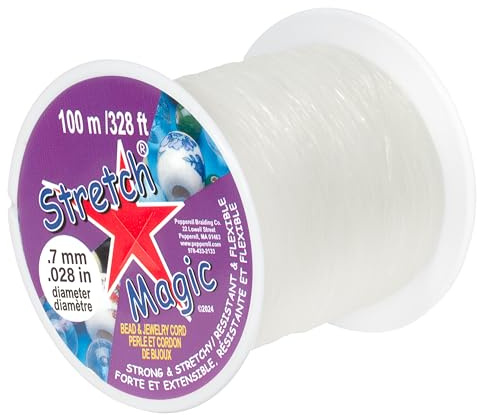 Stretch Magic Elastic Beading Cord – Clear Color, 0.7mm in Diameter, 100-Meter (328 ft) - Easy to Knot, Strong & Stretchy String for Making Beaded Jewelry
