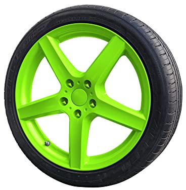 Foliatec Sprühfolie Auto Felgenfolie Sprüh Lack Set für 4 Felgen, Abziehbar, Gute Deckkraft, neon grün, 2x 400ml Sprüh Folie & 2x 400ml Grundierung