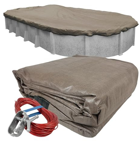 Robelle 431833-4 Premium-Mesh XL Taupe Mesh Winter Pool Abdeckung für ovale Aufstellbecken 5,5 x 10,1 m Ovalpool