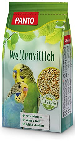 PANTO Wellensittichfutter mit Pluramin - artgerechte Saatenmischung für Wellensittiche, Vogelfutter mit natürlichem Jod, 1 kg