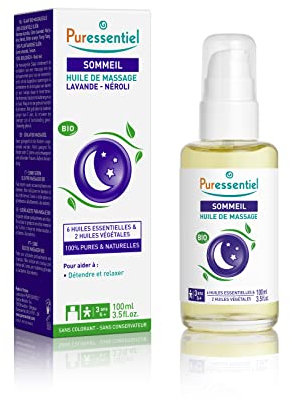 Puressentiel Rest & Relax Organic Massage Oil, 100 ml - Lavender & Neroli - Relaxing, Soothing - Ease everyday tension - Restore calm & Encourage peaceful sleep - 100% Organic