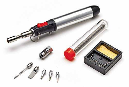 CFH Diamant M 28 Vielzweck Lötbrenner, 10-tlg. Lötkolben Set, Gas Lötgerät für Feinlötarbeiten, Ideal zum Löten von Glas, Kunststoff, Metallen und Edelmetallen