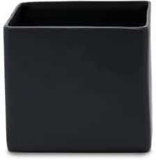 Serene Spaces Living Matte Black Ceramic Vase, Black Ceramic Vases for Modern Home Decor, Perfect Centerpiece for Weddings, Parties, Bridal Showers, Events, Measures 5 Tall & 5.75 Cube
