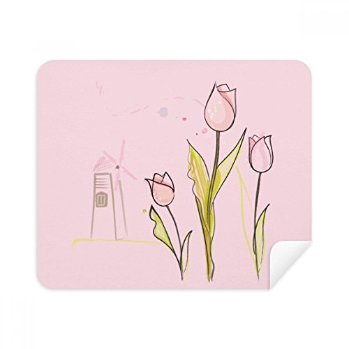 DIYthinker Windmill Tulip House Grüne Pflanze Blume Telefon Bildschirmreiniger Gläser Reinigungstuch 2Pcs Suede Fabric