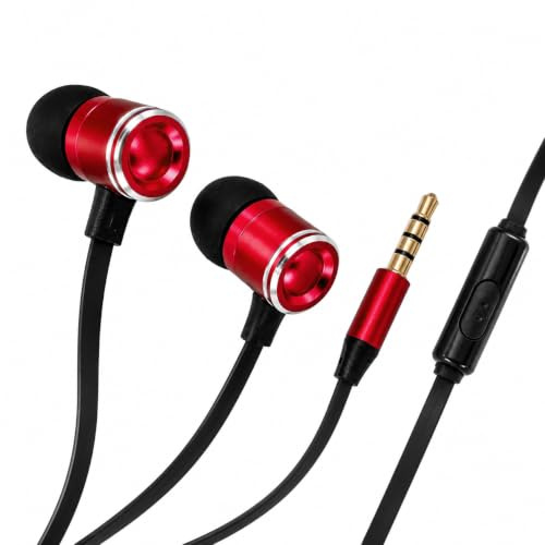 UBSOUND Fighter PRO HD Rosso - Cuffie auricolari con microfono e cavo piatto