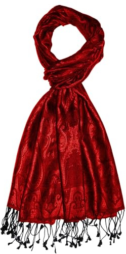 LORENZO CANA - Bufanda para hombre, tejido jacquard, 100% seda, estampado de cachemira, pañuelo de seda, multicolor, 70 x 190 cm rojo y negro Talla única