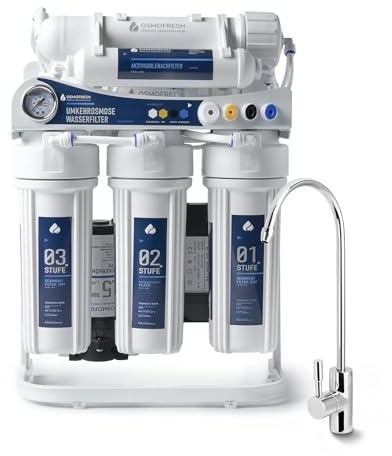 OsmoFresh Osmoseanlage Proline X3 | 600 GPD | 1,6l/min | unter Spüle | mit Osmosehahn | vom Premium Hersteller