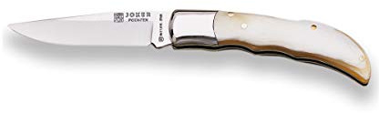 Joker Navaja artesanal Pointer NA09 con cachas en asta de toro, hoja de 7,8 cm, herramienta de pesca, caza, camping y senderismo