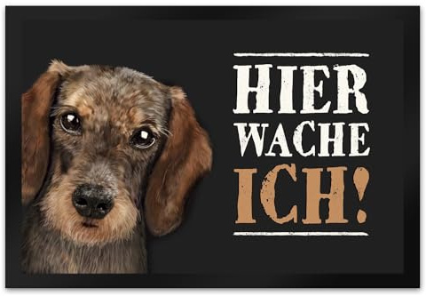 trendaffe - Hier wache ich! DACKEL Fußmatte XL mit Dackel Motiv