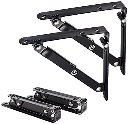 Generic 2 Stück Regalwinkel, 150 mm, zusammenklappbar, Wandhalterung, faltbar, Winkel für Regale in 90-Grad-Winkel, zusammenklappbar, aus Metall (6 Zoll)