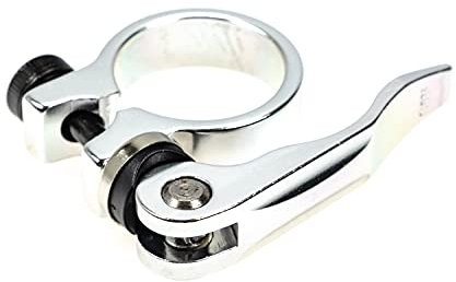 Alu Fahrrad Sattelklemme Schnellspanner 31,8 mm Silber Klemmring Saddle clamp