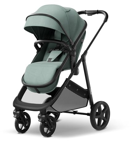 Mompush Wiz 2-in-1 Bassinet Stroller Reversible Seat, One-Hand Fold, Sage