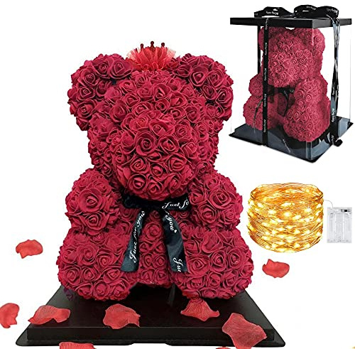 GRINADA® Orso Di Rose 40 Cm Grande Orsacchiotto Di Fiori Teddy Bear Idea Regalo Per Fidanzata Compleanno Regali Anniversario Per Lei San Valentino