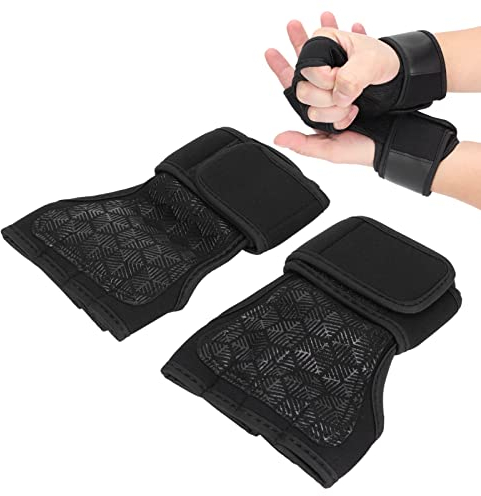 ZJchao 2 Stück Belüftete Gewichtheberhandschuhe, rutschfeste Handballenschutz-Trainingshandschuhe, mit Handgelenkstütze für Fitness, Sport-Handgelenkbandage mit Griffband(M)