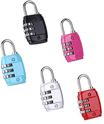 5 Stücke Zahlenschloss,3-Stellige Kofferschloss,Buntes Kombinationsschloss Gepäckschloss Travel Vorhängeschloss Für Fitnessstudio Rucksack 5 Farben