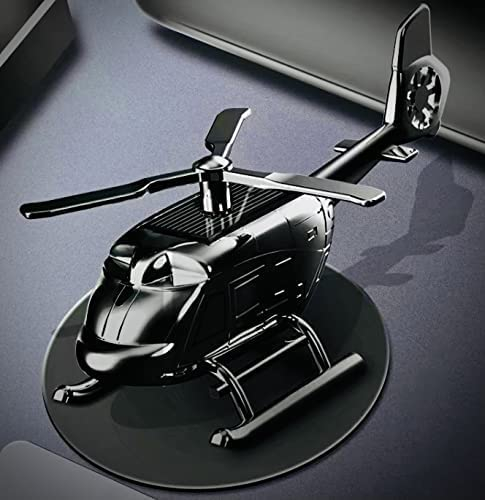 Helicopter Solar Car Air Freshener Rotation Aromatherapy Diffuser Ornament for Vehicles with 3-Fragrance Tablets for Car and Interior Decoration (Black)