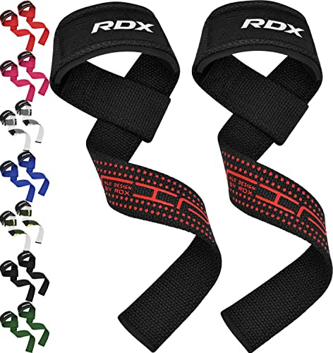 RDX Correas para entrenamiento de fuerza, 60 cm de largo, profesional, gimnasio, culturismo, peso muerto, accesorios para levantamiento de pesas, 5 mm, acolchado para protección de la muñeca, agarre