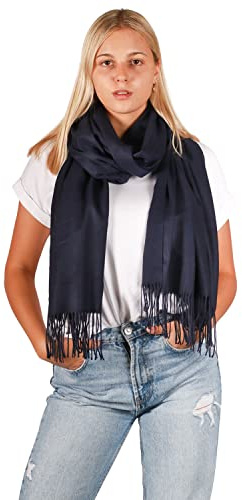 DOLCE ABBRACCIO by RiemTEX Damen Winter Schal kuschelig und warm Winterschal mit Fransen Schals Damenschal in Unifarben