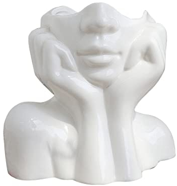 CDIYTOOL Keramik-Gesichtsvase, weiße Blumenvase für Dekoration, weibliche Form, Kopf, Halbkörper-Büste, Vasen, Minimalismus, dekorativ, moderner nordischer Stil, Blumenvase (B)