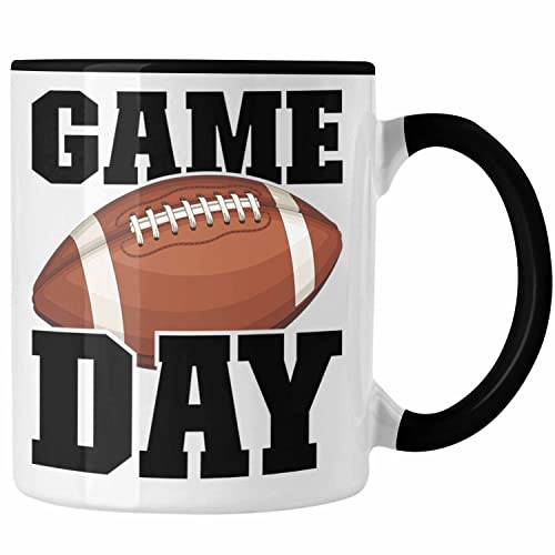 Trendation - American Football Tasse Geschenk Football-Spieler Geschenkidee Game Day (Schwarz)