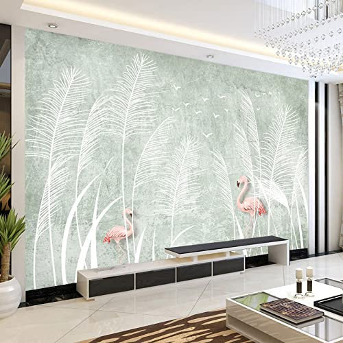 Fototapete 3D Weißes Blatt Tier Flamingo 300 cm B x210 cm H Vlies Tapeten Wandtapete XXL Moderne Wanddeko Wohnzimmer Schlafzimmer Büro Flur