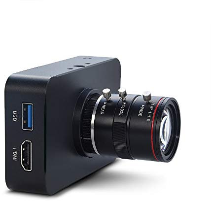 MOKOSE 12MP HDMI Kamera 1080P USB HD Streaming Teaching Webcam, Aufnahme 4K @ 30FPS Industrie C/CS-Mount Kamera Unterstützt Zeitraffer und nehmen Burst Fotos mit 6-12mm Keine Verzerrung Manuelles
