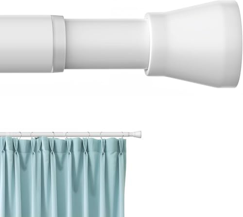 AIZESI 1 Stück Gardinenstange ohne Bohren Teleskopstange Vorhangstange Duschvorhangstange Spannstange Verstellbare Gardinenstange Klemmstange für Gardinen, Badezimmer Weiß 110-190CM (Durchmesser 22mm) | Werkzeuglose Montage, Einfach Eindrehen. Klemmstange für Fenster, Schrank, Bad & Duschstange, Türvorhang, Schränke, Trennwand