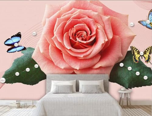 Fototapete Schlafzimmer Kinderzimmer 3D Tapeten 3D Effekt Wohnzimmer Handgemalte Rosa Rose Schmetterling Wandposter Xxl Waterfall Weiß Grau Blumen Wald Natur Mustertapete